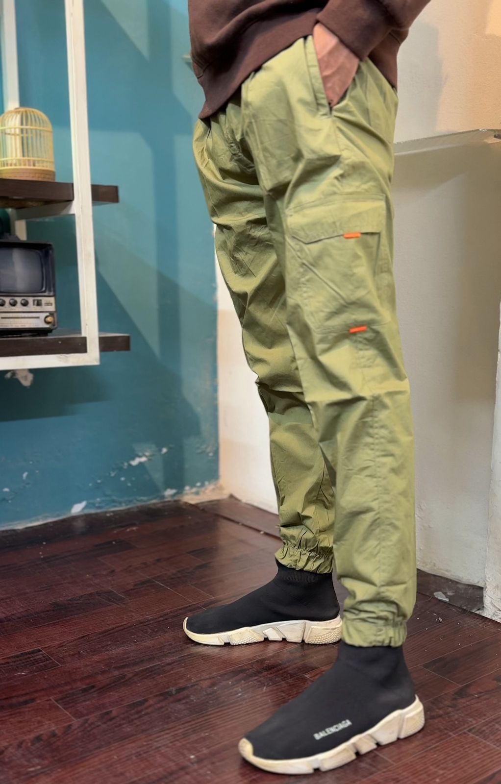 Men's Solid Color Cargo Trousers With Pockets